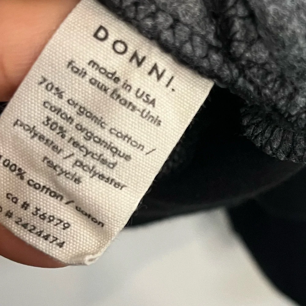 DONNI. Organic Cotton button accent Charcoal Hooded Sweatshirt Hoodie - Charcoal - Picture 4 of 9